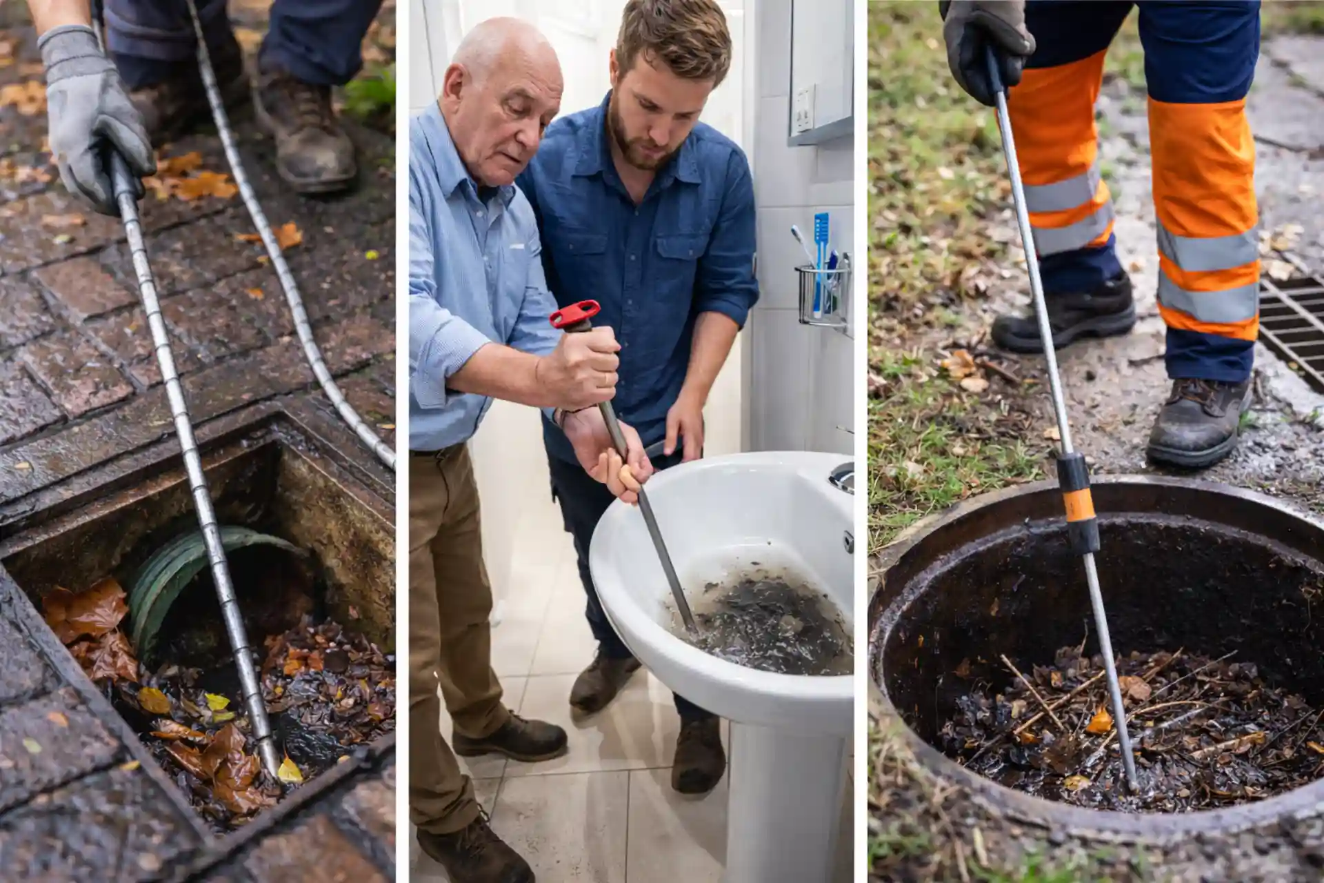 Drain Rodding in progress