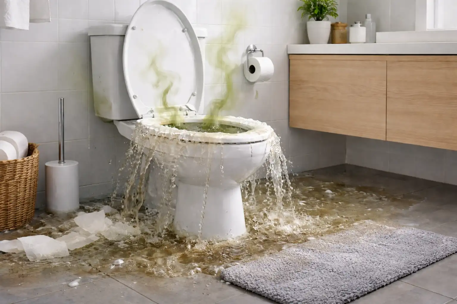 Overflowing Toilet With Foul Odour