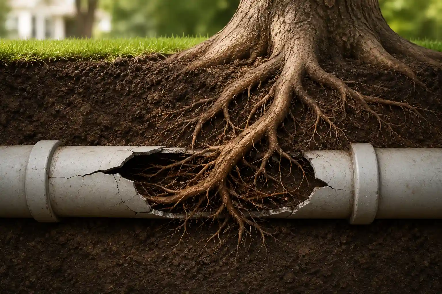 Root damaged drain