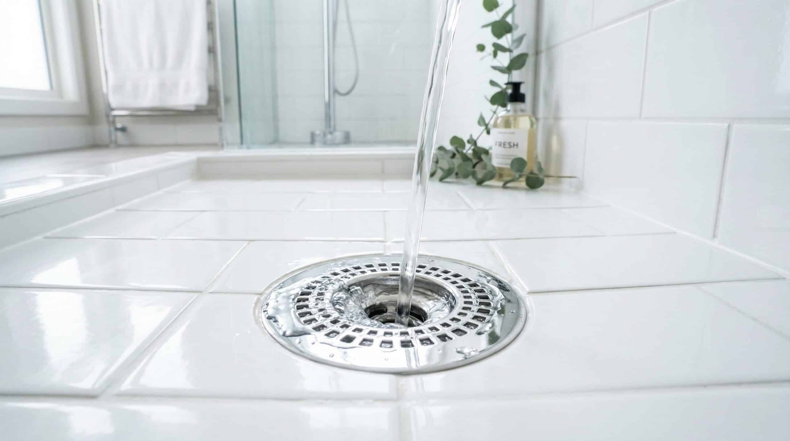 A clean bathroom drain and sink representing proper drain maintenance to prevent drain flies from returning.