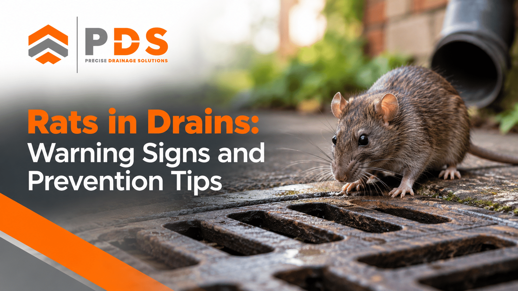 Rats in drains near a drain cover, showing a possible sign of rodent activity in the drainage system.