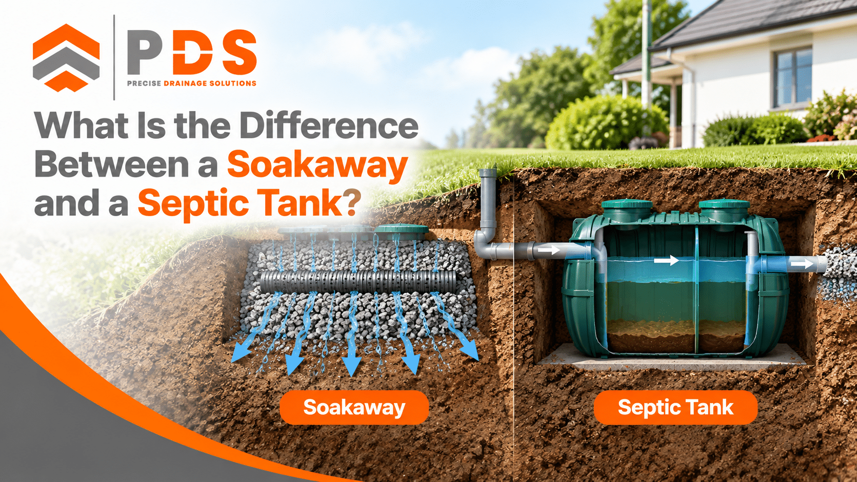 Comparison of a rainwater soakaway and an underground septic tank system