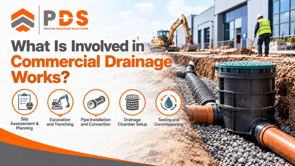Commercial drainage works involving inspection and repair of underground drainage pipes